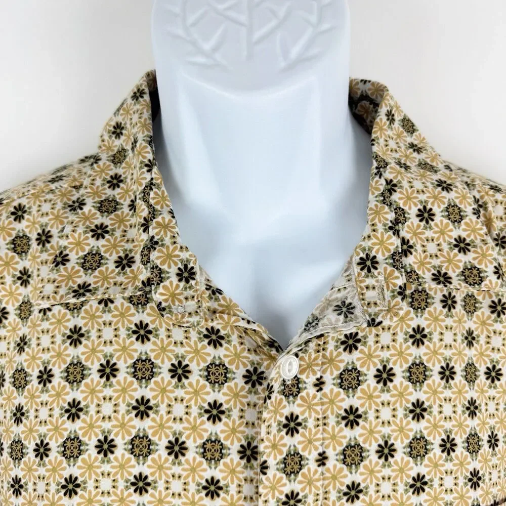 RVCA Shirt Mens Large Black Brown Floral Regular Fit Short Sleeve Button Down LG - Picture 2 of 16